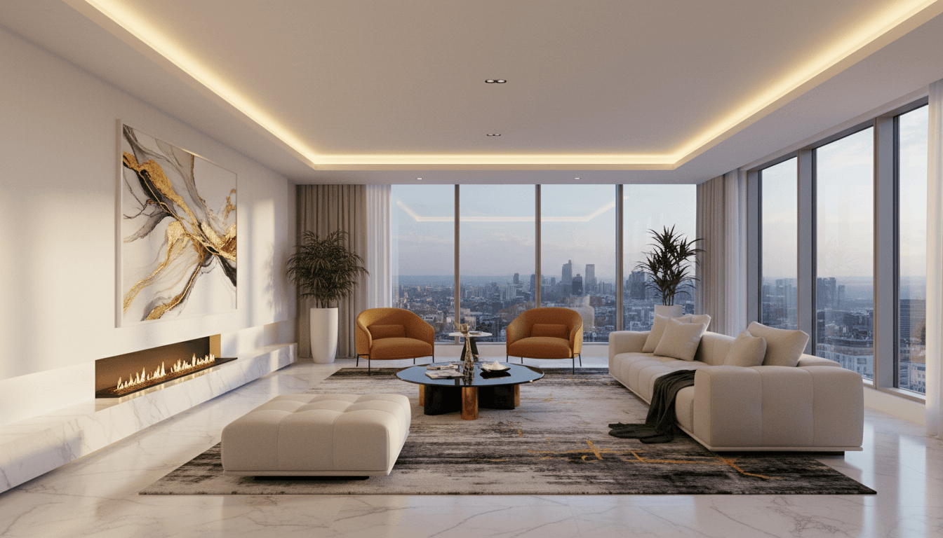 Dream Decor द्वारा डिजाइन किया गया लक्जरी लिविंग रूम